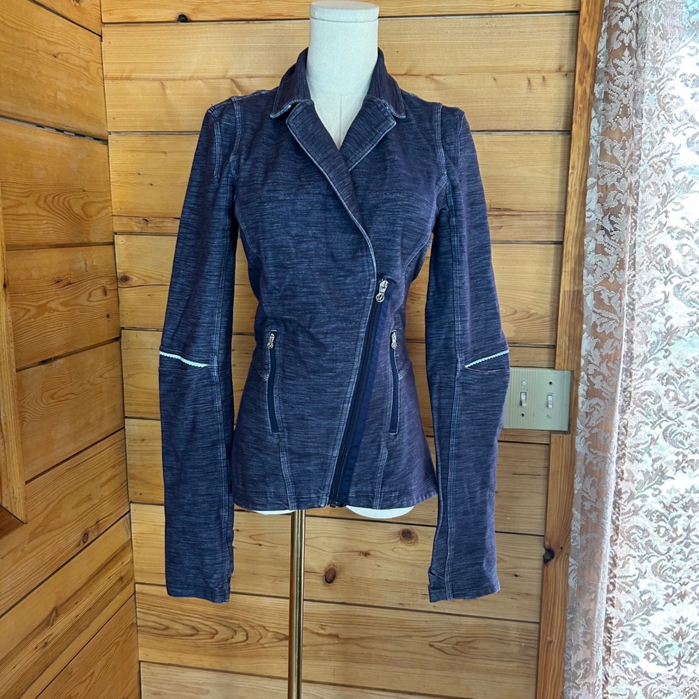 Asymmetrical Moto Jacket Womens Size 8 Heathered Deep Indigo Blue Lululemon